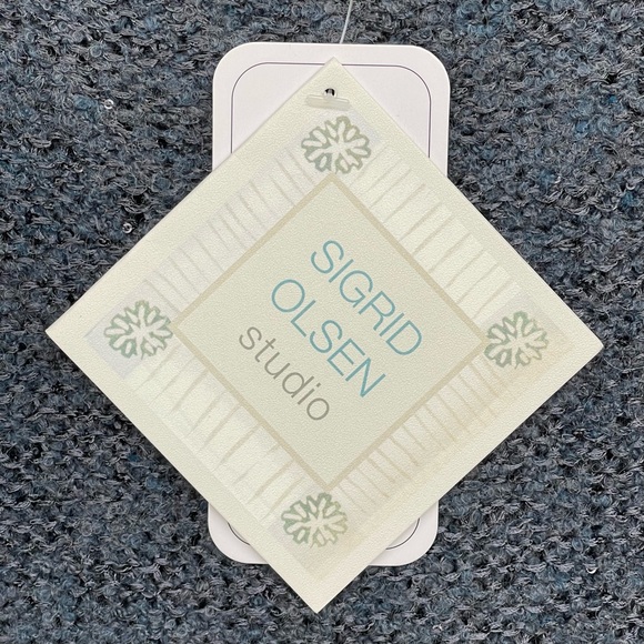 SIGRID OLSEN Studio Sequin Sweater Blend Wool Relaxed Long Sleeves Stretch Blue - Picture 9 of 13